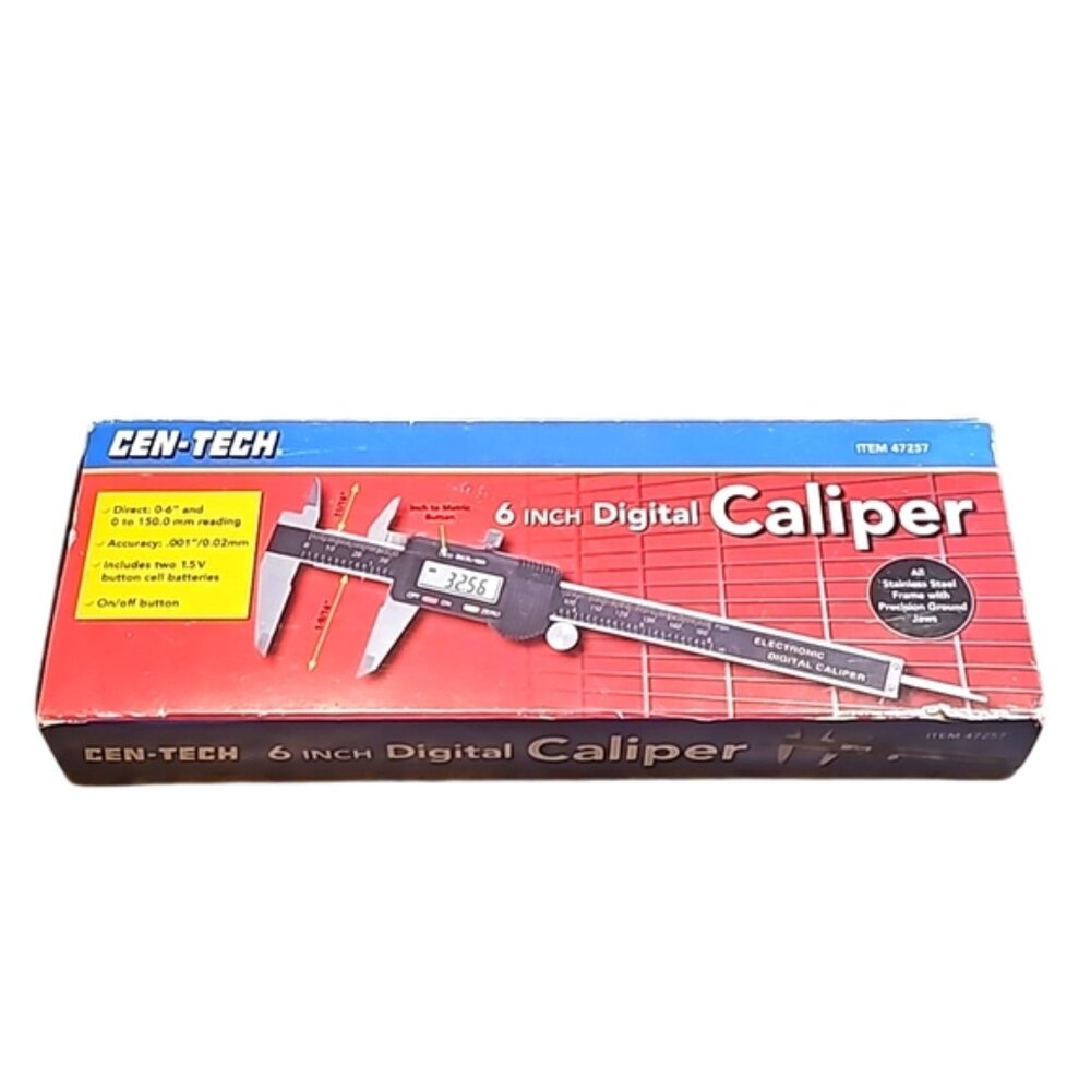 Not used CEN-TECH 6" Electronic Digital Caliper  47257 case, box instructions